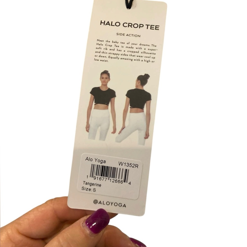 NWT Alo Yoga halo crop tee TANGERINE Size S - Picture 4 of 4
